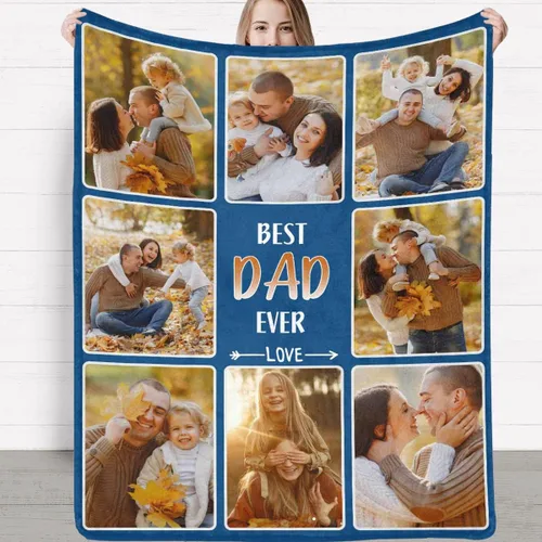 Miniatura 9 de Manta personalizada para el Día del Padre, regalo de hija, hijo, esposa, manta con imagen personalizada para papá, manta con imagen personalizada