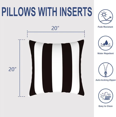 Miniatura 587 de Juego de 2 almohadas para exteriores de 16 x 16 pulgadas, repelentes al agua con interiores, para muebles de patio, hogar, jardín, geometría bohemia