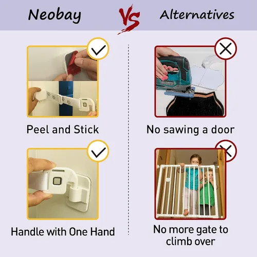 Miniatura 5 de Cerradura de puerta magnética Neobay a prueba de niños. No necesita puerta interior para gatos. Mantenga al niño fuera de la habitación con caja