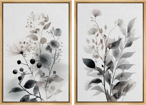 Miniatura 123 de IDEA4WALL - Set de lienzos enmarcados para pared, diseño tropical, selva, hoja de plátano, guepardo rosa, gato, naturaleza, desierto, arte digital