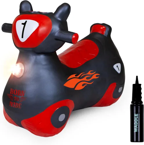Miniatura 11 de WADDLE Bouncy Hopper - Peluche inflable de animales para interiores y exteriores, juguete para niños pequeños y niños, bomba incluida, niños y niñas