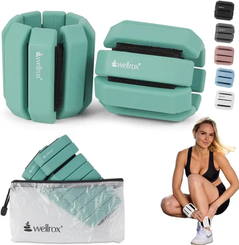 Miniatura 13 de Wellrox Brazaletes con peso, pesas ajustables para tobillo y muñeca para mujeres y hombres, juego de pesas de tobillo de 2 libras