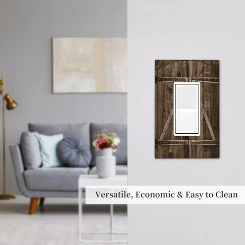 Miniatura 450 de Placa Decorativa de Pared de Granja Rústica con Cuerno de Madera para Puerta de Granero 1 Banda Duplex Cubiertas de Toma Eléctrica Soltera