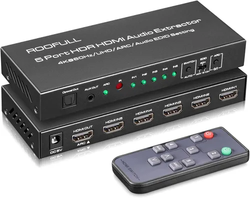 Miniatura 9 de ROOFULL Interruptor HDMI 2.1 de 8K con 4 puertos 4 en 1 salida 8K@60Hz 4K@120Hz Selector de interruptor HDMI con control remoto Soporte 48Gbps HDR