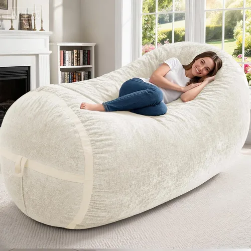 Miniatura 30 de Homguava Puf gigante de 2 pies para adultos con relleno de espuma viscoelástica, puf con funda de piel sintética suave, cómoda puf para sala