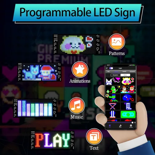 Miniatura 3 de Letreros LED para Coche, Control Programable por Aplicación Bluetooth, Editor de Texto DIY, Patrones, Animaciones para Coche, Sala