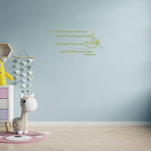 Miniatura 3 de Wall Decals Quote Winnie Pooh Braver Stronger Smarter Vinyl Sticker Baby Boy Girl Bedroom Nursery Home Decor L343 (56in x 26in, lime tree green)