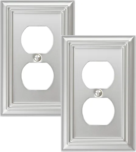 Miniatura 16 de OKAWYC Adler - Placa de pared metálica para interruptor de luz de palanca individual, paquete de 4 unidades de níquel cepillado de 1 banda, cubierta