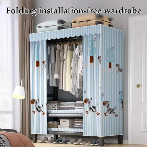 Miniatura 3 de large closets Portable Wardrobe Closet with Thick Cloth Cover Clothes Closet for Bedroom Storage Closet Metal Frame Wardrobe Closet Space-saving
