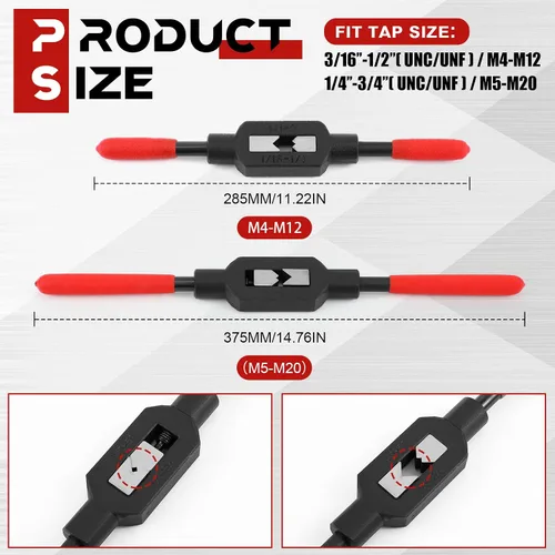 Miniatura 2 de WILLBOND 2 piezas de llave de grifo ajustable, herramienta de trinquete para escariador de grifo, previamente engrasada para protección