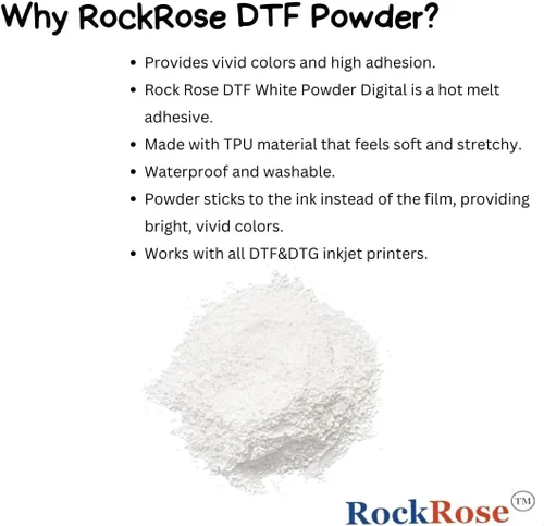 Miniatura 2 de RockRose DTF - Adhesivo termofusible blanco de 4.4 lbs/4.4 libras, polvo de transferencia DTF sin aglomeración para sublimación, compatible