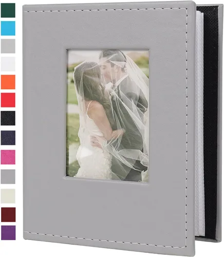 Miniatura 69 de Álbum de Fotos 4x6 para 300 Fotos Cubierta de Cuero PU Página Interior Negra para Álbumes de Boda Libro de Fotos Familiar Bebé Aniversario Bolsillo