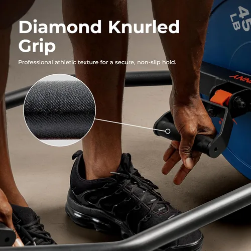 Miniatura 3 de Sunny Health & Fitness - Barra de mancuerna hexagonal olímpica para entrenamiento de fuerza, alta capacidad de carga, asas giratorias, clips