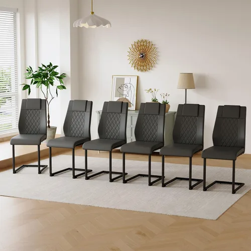 Miniatura 10 de gopop Juego de 4 sillas de comedor, modernas sillas de cocina y comedor con patas de metal galvanizado, sillas laterales tapizadas para comedor