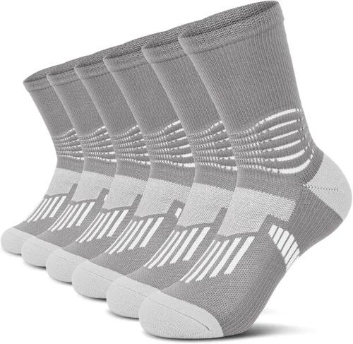 Miniatura 19 de IRAMY Calcetines de compresión tipo crew para mujeres y hombres con soporte de arco del tobillo, alivio de fascitis plantar, 3/6 pares