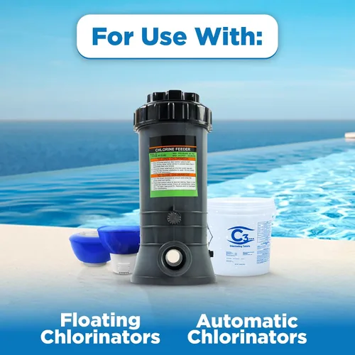 Miniatura 4 de C3 Pestañas de cloro estabilizadas de 3 pulgadas para piscinas Fácil de usar para piscinas sobre el suelo o enterradas Tabletas de cloro