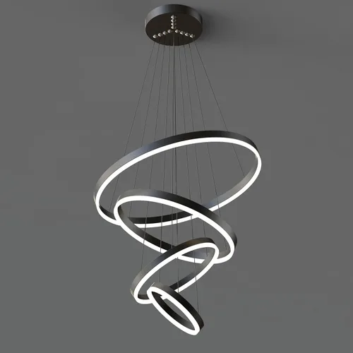 Miniatura 9 de Lámpara colgante LED moderna, lámpara de techo negra contemporánea con luces de anillo irregular para comedor, sala de estar, recámara, isla