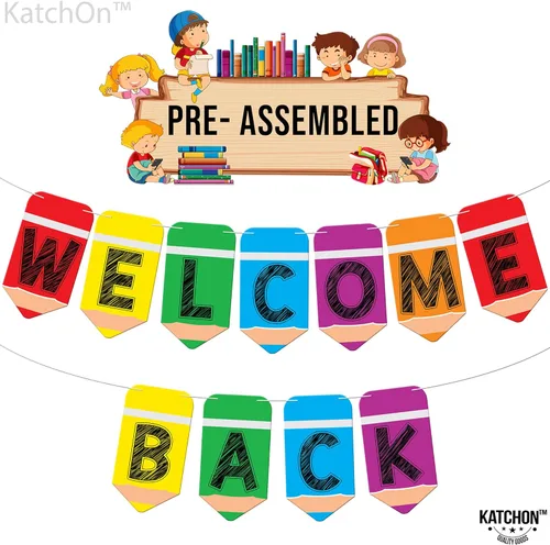 Miniatura 2 de KatchOn, Cartel de bienvenida para decoración de aula, grande, 10 pies, sin bricolaje, telón de fondo para decoración del primer día de escuela