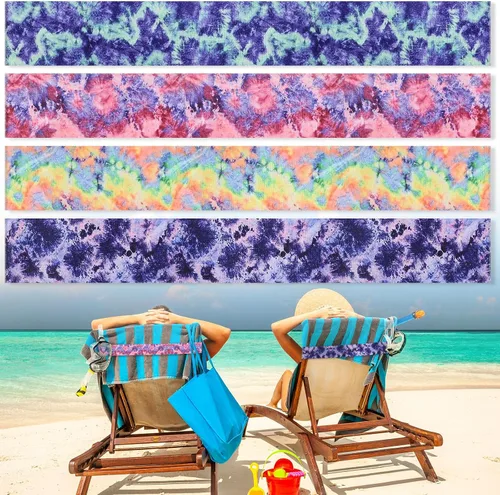 Miniatura 23 de Boao 4 paquetes de bandas de toalla para silla de playa, esenciales para piscina y crucero, elásticas y resistentes al viento, clips para toallas