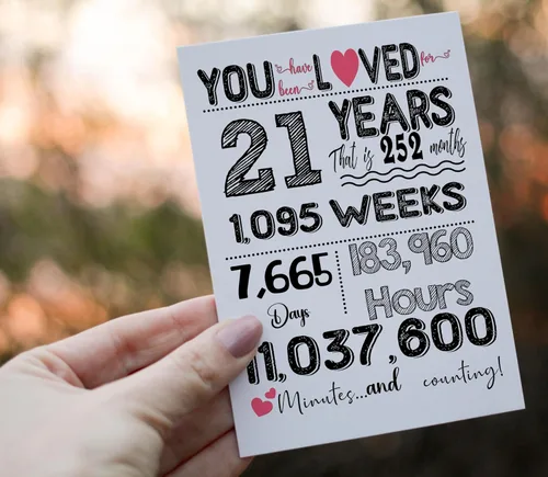 Miniatura 6 de Tarjeta de cumpleaños 21 – Divertidas decoraciones de cumpleaños 21 y regalos de cumpleaños de 21 años para él, ella, hombres, mujeres, niños