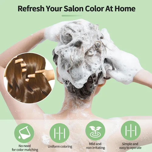 Miniatura 8 de leorx Champú de tinte para el cabello, 3 En 1 Color Miel Claro Champú Tinte para el Cabello Para Refrescar el Cabello Instantáneo Champú Para Light