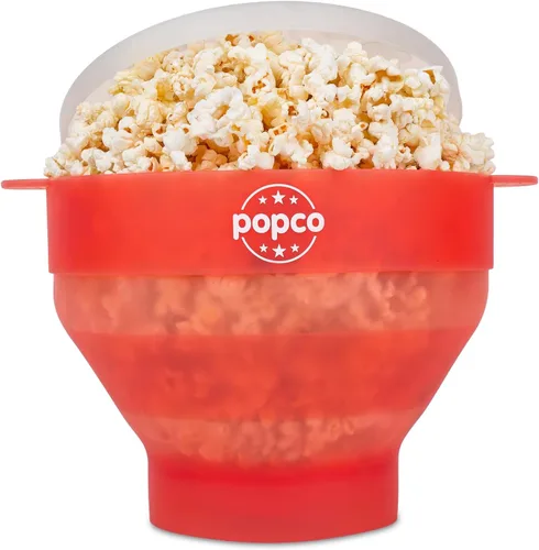 Miniatura 9 de POPCO - Palomitas de maíz de silicona para microondas - Palomitas de maíz plegables - Tazón de palomitas de maíz con asas y tapa - Apto para Verde