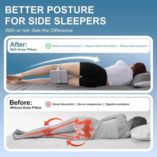 Miniatura 6 de UJPFEO Almohada de rodilla para dormir de lado, almohadas de piernas para alivio de rodillas, ciática, caderas, articulaciones entre las piernas