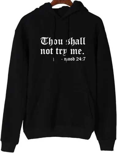 Miniatura 3 de Sudadera con capucha para mujer con texto en inglés "Thou Shall Not Try Me