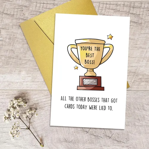 Miniatura 5 de Qiliji Divertida tarjeta del día del jefe para jefes, tarjeta feliz del día del jefe para hombres y mujeres, regalo humorístico del día de los jefes