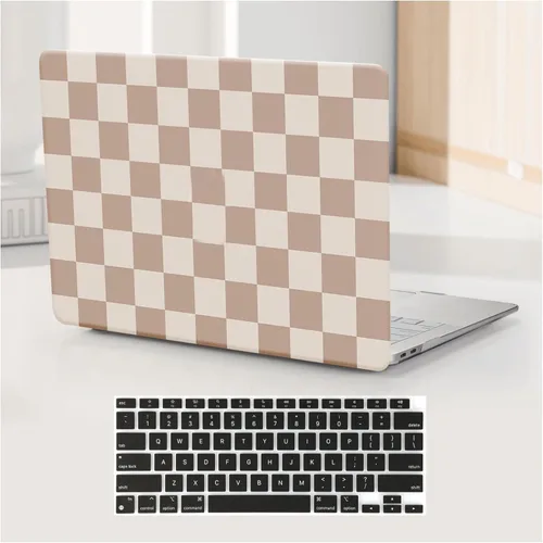 Miniatura 24 de Funda a cuadros para MacBook Air de 13 pulgadas M5 M4 M3 M2 2026-2022 A3240 A3113 A2681, piel a cuadros con textura a cuadros para MacBook Air 13.6