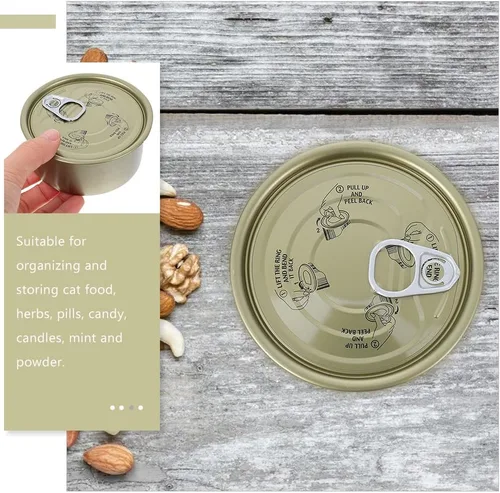 Miniatura 9 de Luxshiny Paquete de 12 latas redondas de hojalata de grado alimenticio con tapas, 3.66 x 3.66 x 1.65 pulgadas, almacenamiento hermético