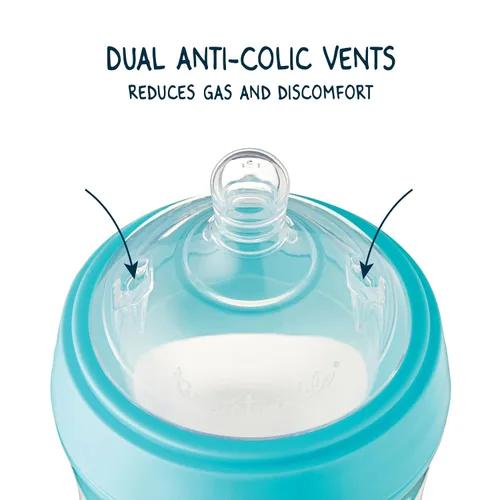 Miniatura 3 de Tiny Twinkle Biberón de silicona con agarre cómodo y pezón flexible suave, biberones suaves para recién nacidos y mayores (menta, 8 onzas)