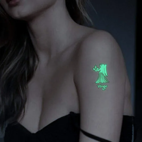 Miniatura 7 de 20 hojas de calcomanías temporales que brillan en la oscuridad, tatuajes fluorescentes luminosos, impermeables, transferencia de agua, calcomanías