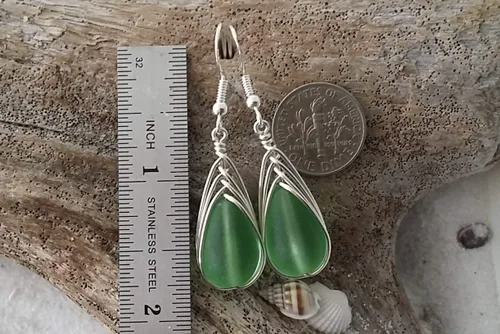 Miniatura 31 de Yinahawaii Handmade Sea Glass Earrings, Hawaiian Jewelry, Wire Braided Earrings Teardrop Earrings, Beach Jewelry Sea Glass Jewelry For Women Cobalt