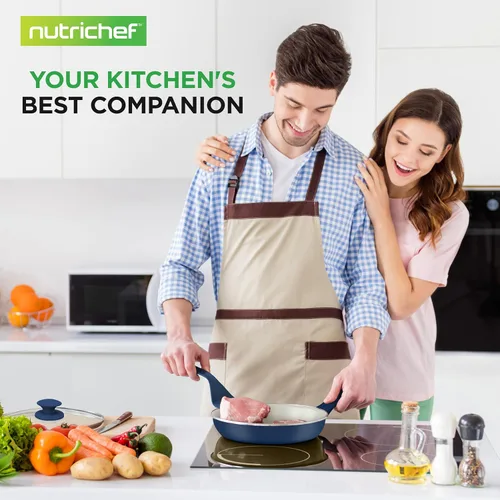 Miniatura 7 de NutriChef Juego de 54 piezas de utensilios de cocina de grado profesional completo para el hogar, juego de ollas y sartenes de cerámica Gris azul