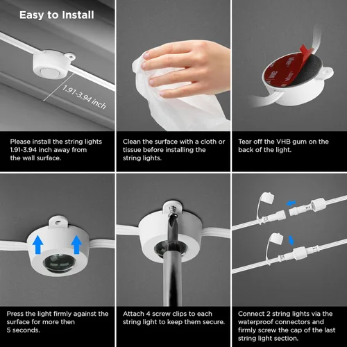 Miniatura 9 de Feit Electric Luces permanentes para exteriores, luces inteligentes RGBIC, luces LED de Navidad de 50 pies, luz debajo de los aleros habilitada