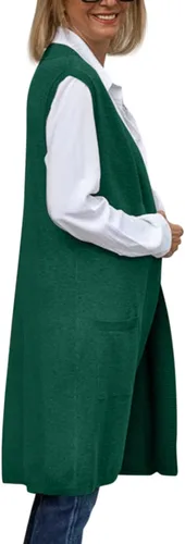 Miniatura 5 de GeGekoko Long Vest for Women Sleeveless Lightweight Open Front Cardigans Ribbed Knit Outwear with Pockets