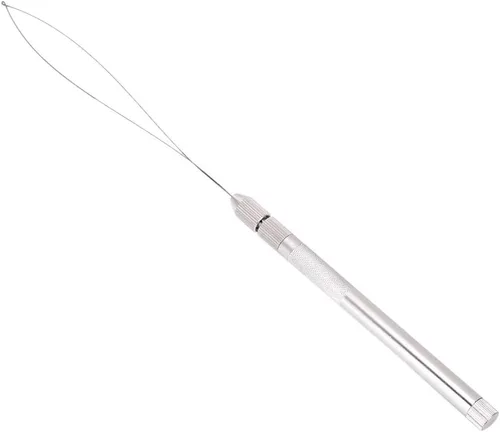 Miniatura 4 de 5 agujas de bucle de extensión de cabello, mango de aluminio, herramienta de gancho para tirar de enhebrador y herramienta de dispositivo