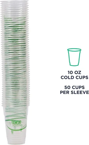 Miniatura 8 de ECO PRODUCTS GreenStripe - Vasos de plástico PLA transparentes compostables de 10 onzas, caja de 1000, vasos fríos desechables renovables a base