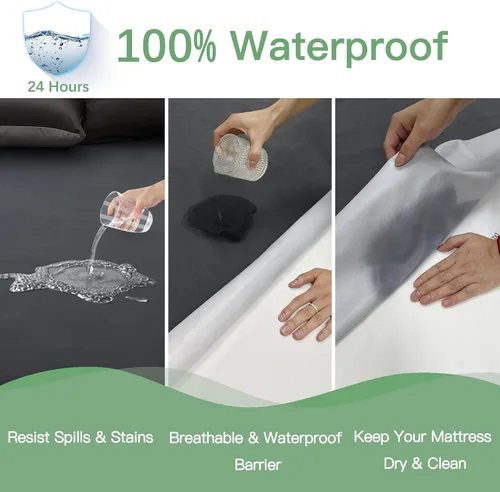Miniatura 10 de Sufdari Protector de colchón impermeable tamaño Twin, funda de colchón silenciosa con bolsillo profundo de 18 pulgadas, a prueba de chinches
