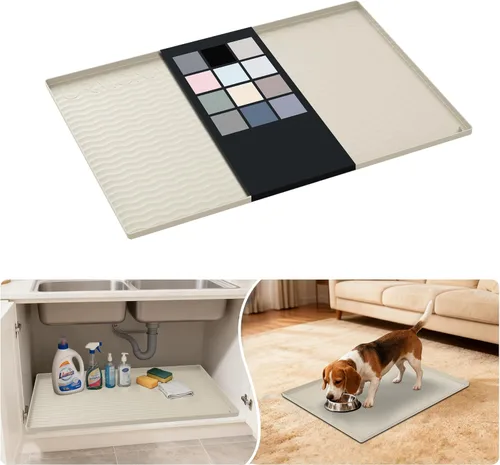 Miniatura 40 de URMONA Tapete de silicona impermeable para debajo del fregadero, 34 x 22 pulgadas, forro para estante de cocina y baño, protector de gabinetes