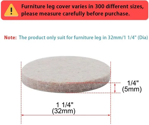 Miniatura 2 de uxcell 50 almohadillas redondas para muebles, 1 1/4 pulgadas, autoadhesivas, antideslizantes, antiarañazos, fieltro, protector de pisos, beige