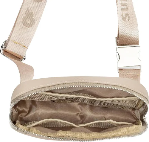 Miniatura 3 de Riñonera Elegante cangurera cruzada con correa ajustable para viajes y uso diario, Beige Bronceado, Bolsa de cinturón