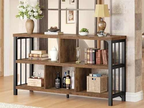 Miniatura 12 de IBF Estantería horizontal con forma de cubo, estantería abierta moderna industrial, organizador de almacenamiento de 5 cubos para el hogar, estante