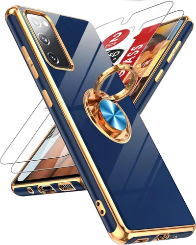 Miniatura 77 de LeYi Funda para Samsung Galaxy S22 Ultra con soporte de anillo giratorio de 360°, soporte magnético, chapado en oro rosa, borde protector para Negro
