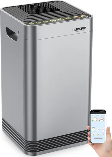 NUWAVE OxyPure - Purificador de aire inteligente para áreas de hasta 2,671 ft2, filtro de 5 etapas, automático, sensores de calidad del aire/olor,