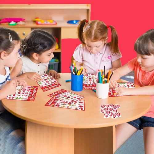 Miniatura 7 de WEIEN Bingo para el día de San Valentín para niños, adultos, 24 jugadores para grupos grandes de clase familia/escuela, fiesta, golosinas, aula