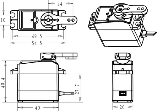 Miniatura 6 de ZOSKAY Servo de alto par de engranaje de metal estándar digital 25KG/0.13S 6.8V para autos RC 1/8 1/10 (ángulo de control 180)