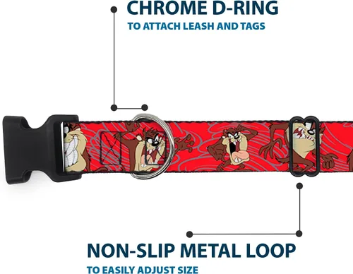 Miniatura 5 de Buckle-Down Tasmanian Devil Expressions Red Swirl - 1 pulgada de ancho - Se adapta a cuello de 9 a 15 pulgadas - S
