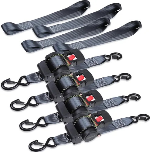 Miniatura 11 de Ayaport Correas de trinquete retráctiles de 1 pulgada x 12 pies (2 unidades) - Resistencia a la rotura de 1500 libras, correas de trinquete